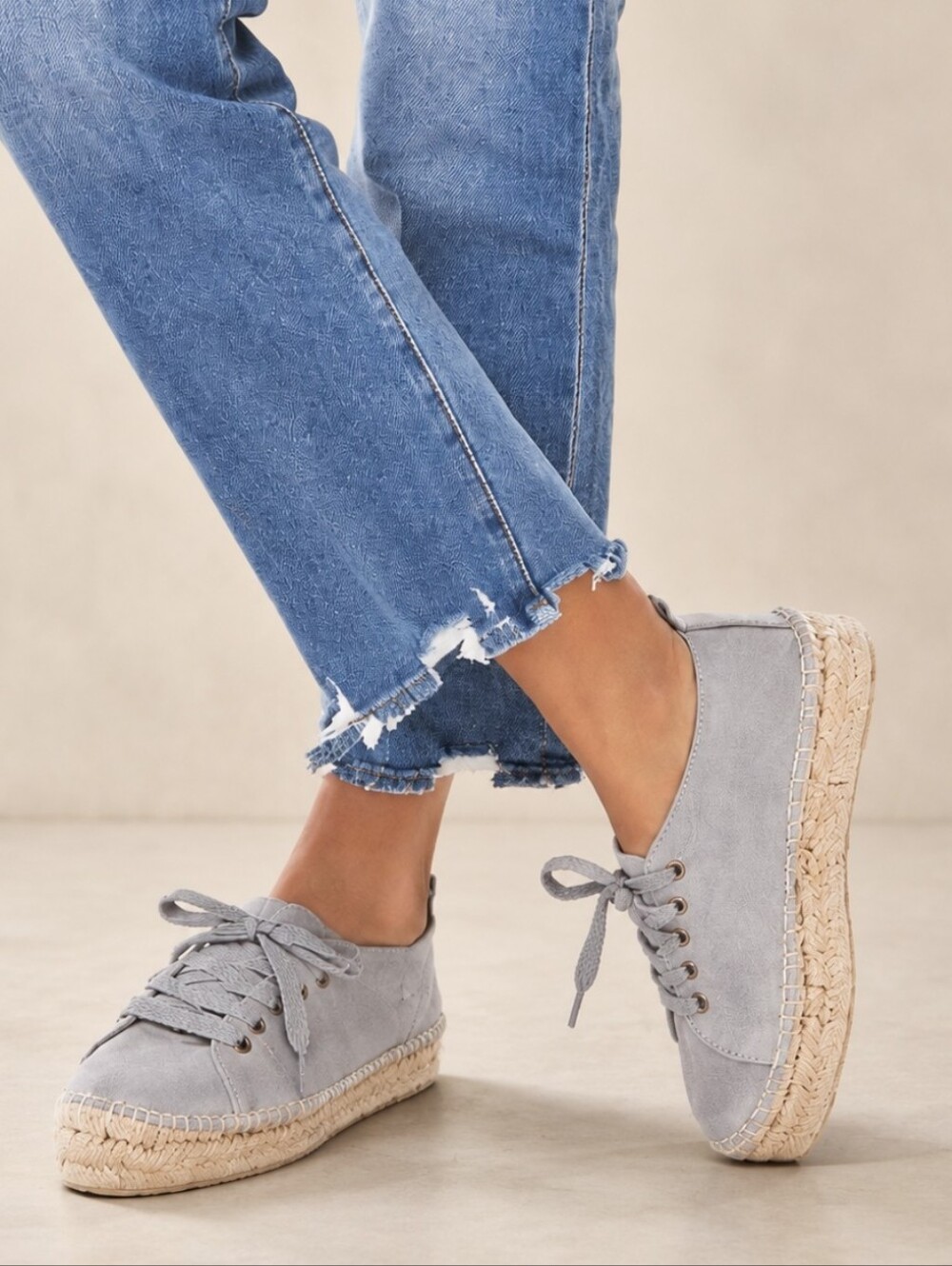 Manebi Hampton Double Sole Platform Espadrille Sneakers Grey Suede Size 8.5